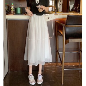 Urban White High-Waist Flared Midi Skirt