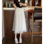 Urban White High-Waist Flared Midi Skirt