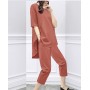 Casual Cool Clay-Colored Two-Piece Outfit - Red