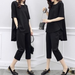 Casual Cool Clay-Colored Two-Piece Outfit - Black
