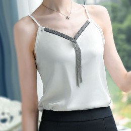 Elegant White Party Top with Unique Chain Strap