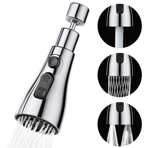 Kitchen Sink Faucet Extension with 3 Modes Water Sprayer and 360° Rotatable Swivel Head