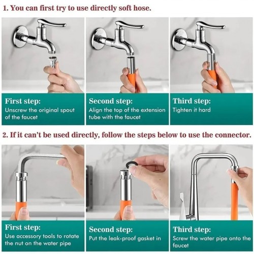 Universal Extender 360° Rotation Water Saving Tap - Adjustable Faucet Extender image