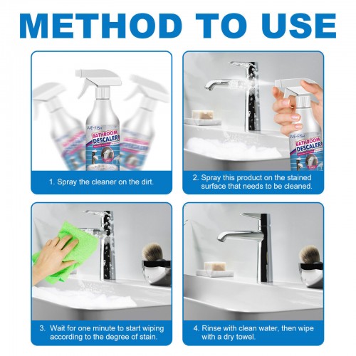 Powerful Bathroom Descaler Foam Cleaner Spray - Eliminates Stubborn Stains and Limescale
