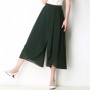 High-Waisted Casual Mesh Chiffon Wide-Leg Skirt - Green