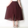 High-Waisted Casual Mesh Chiffon Wide-Leg Skirt - Red