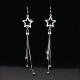 Women Sterling Silver Star Tassels Long Pendant Earrings image