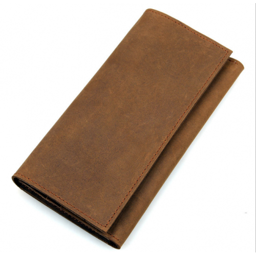 Men's Style Double Layer Card Holder Boarding Long Wallet - Brown image