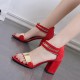 Open Toed Zipper Sandals For Women - Red image