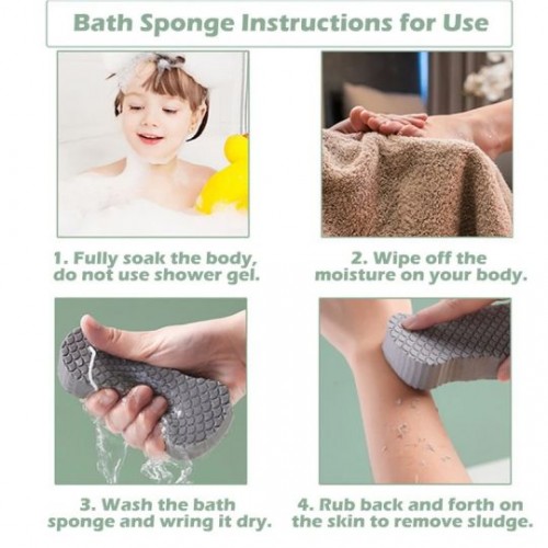 Super Soft Exfoliating Bath Sponge, Reusable Dead Skin Remover Bath Body Shower Sponge image
