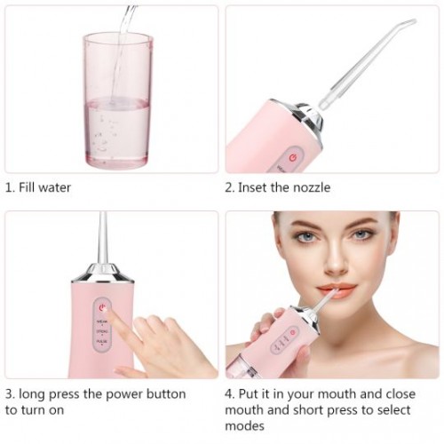 Electric Water Flossers For Teeth, Whitening Dental Oral Irrigator With Jet Tips Nozzles - White image