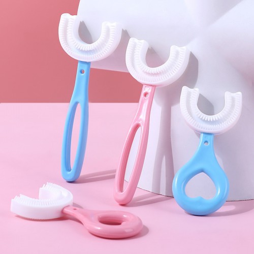 360 U-Shaped Toothbrush, With Food Grade Soft Silicone Brush Head - Blue image
