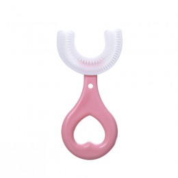 360 U-Shaped Toothbrush, With Food Grade Soft Silicone Brush Head - Pink