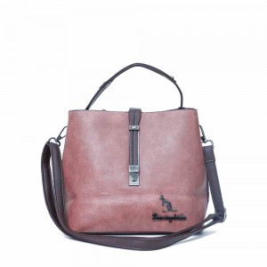 Magnetic Buckle Large Space Leather Shoulder Bag For Women's - Chocolate