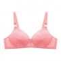 Comfortable Spaghetti Spongy Mesh Floral Lace Decor Bra - Pink