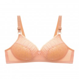 Comfortable Spaghetti Spongy Mesh Floral Lace Decor Bra - Cream