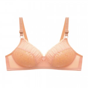 Comfortable Spaghetti Spongy Mesh Floral Lace Decor Bra - Cream