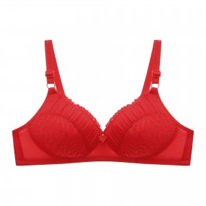 Comfortable Spaghetti Spongy Mesh Floral Lace Decor Bra - Red