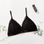 Shoulder Straps Bralette Seamless Lace Wireless Underwear Bra - Black