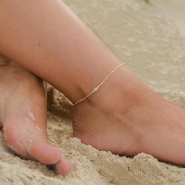 Dainty Citrine Gemstone Anklet  