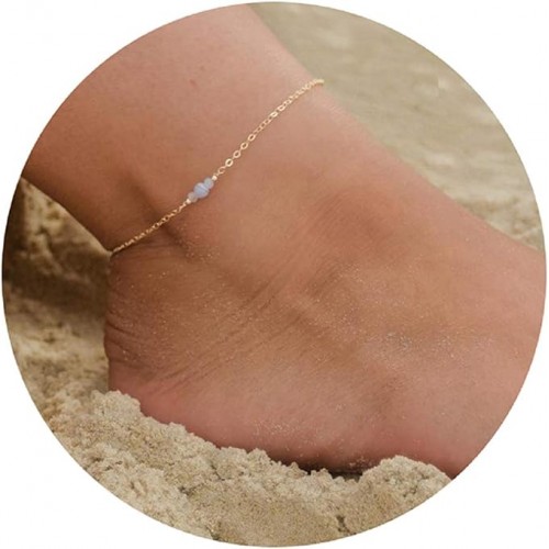 Dainty Citrine Gemstone Anklet image