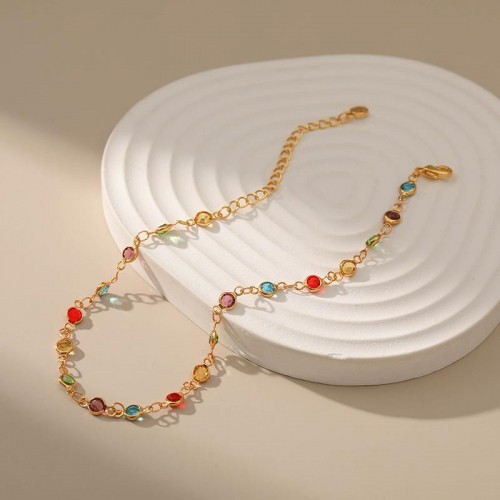 14K Gold Plated Dainty Simple Chain Anklet For Women |image