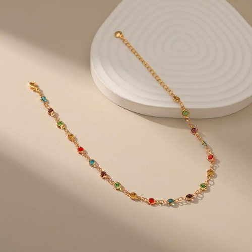 14K Gold Plated Dainty Simple Chain Anklet For Women |image