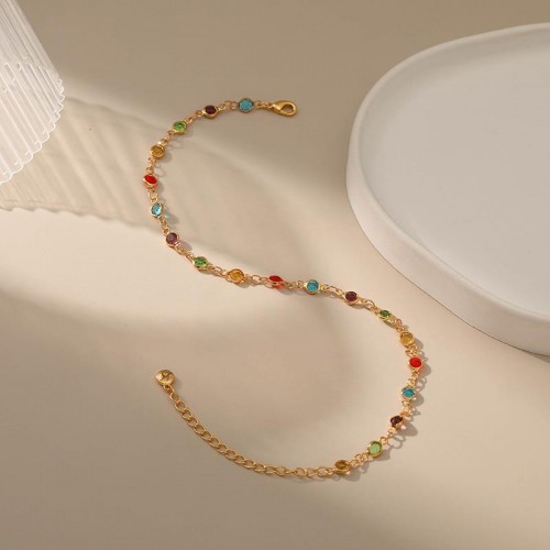 14K Gold Plated Dainty Simple Chain Anklet For Women |image