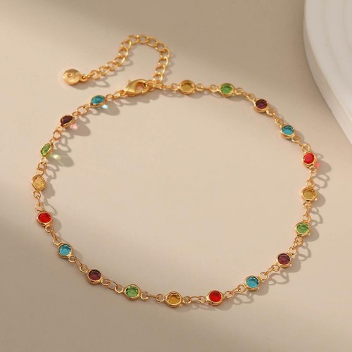 14K Gold Plated Dainty Simple Chain Anklet For Women |image
