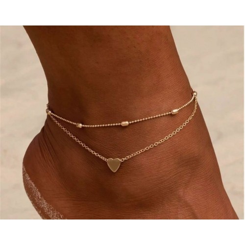  Ankle Bracelet Beach Bead Chain And Heart Pendant For Women 