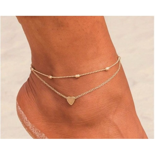  Ankle Bracelet Beach Bead Chain And Heart Pendant For Women 