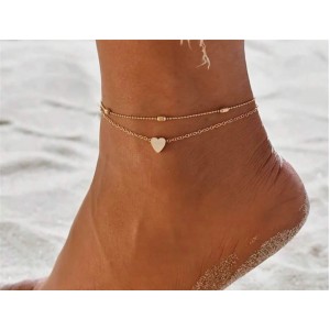  Ankle Bracelet Beach Bead Chain And Heart Pendant For Women 
