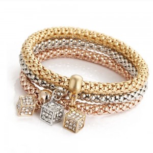 The Tricolor Crystal Charm Bracelet Set 