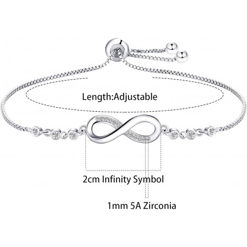 Stylish Infinity Bracelet With Adjustable Chain-Silver image