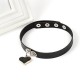 Black Leather Choker With Black Heart Locket image