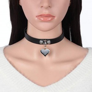 Black Leather Choker With Black Heart Locket
