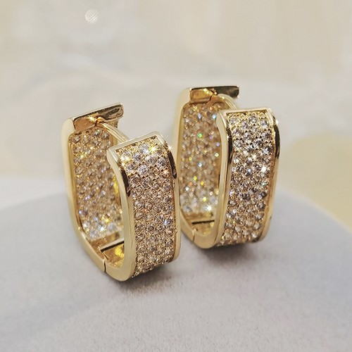 Trendy Zircon Square Earrings For Daily Wear-Gold image