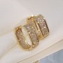 Trendy Zircon Square Earrings For Daily Wear-Gold