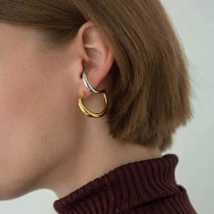 Double Circle Stud Earrings S Shape Irregular Geometric Earrings