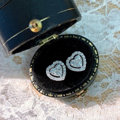 Elegant Zirconia Love Micro Inlay Ultra Shimmering Zircon Heart Shaped Earrings image