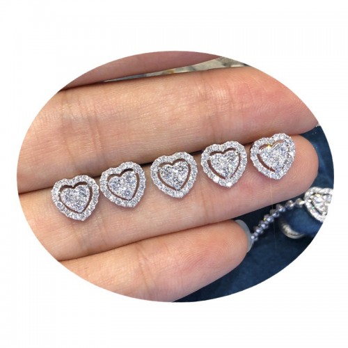 Elegant Zirconia Love Micro Inlay Ultra Shimmering Zircon Heart Shaped Earrings image