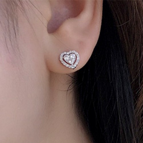 Elegant Zirconia Love Micro Inlay Ultra Shimmering Zircon Heart Shaped Earrings image