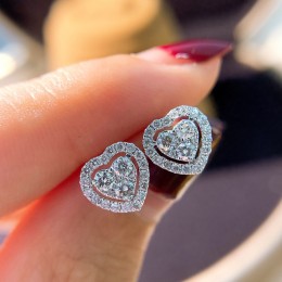 Elegant Zirconia Love Micro Inlay Ultra Shimmering Zircon Heart Shaped Earrings
