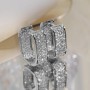 Trendy Zircon Square Earrings For Daily Wear-Silver	