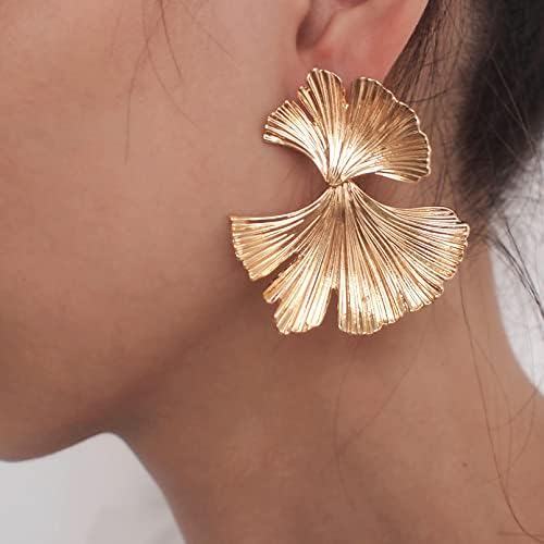 Women Statement Gold Dangle Earrings Alloy Big Simple Fashion image