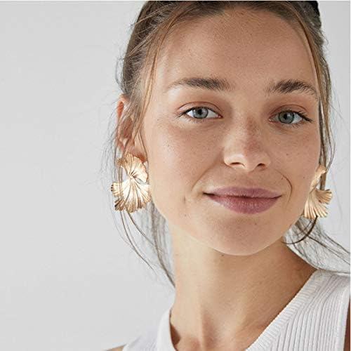 Women Statement Gold Dangle Earrings Alloy Big Simple Fashion image
