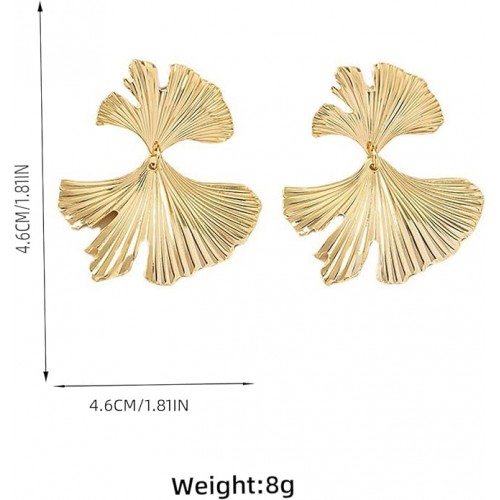 Women Statement Gold Dangle Earrings Alloy Big Simple Fashion image