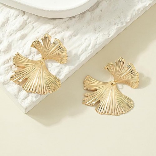 Women Statement Gold Dangle Earrings Alloy Big Simple Fashion image