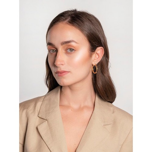 Gold Plated Classic Round Hoop Earrings-Gold image