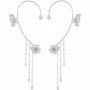 Butterfly Ear Cuff Earrings with Rhinestones & Chains-Silver
